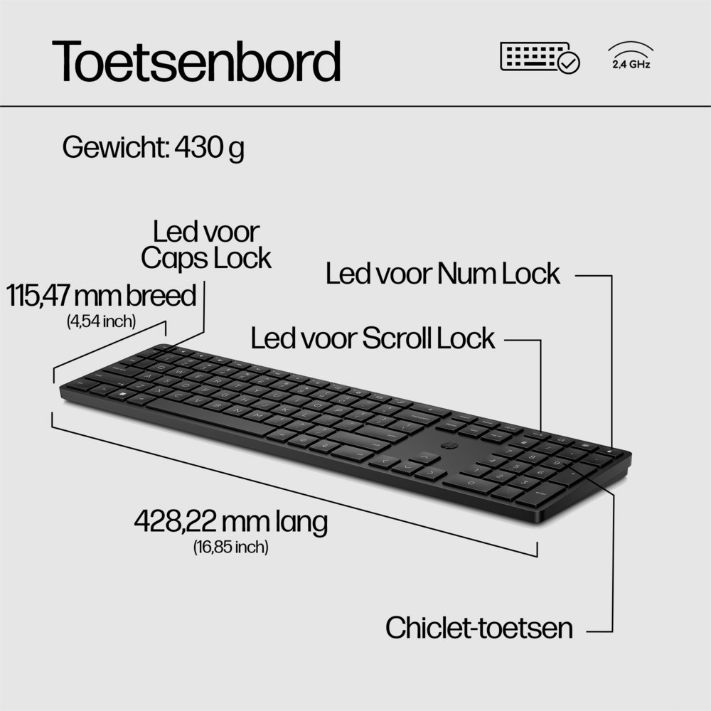 HP 650 draadloze toetsenbord- en muiscombinatie (Qwerty EU) 9