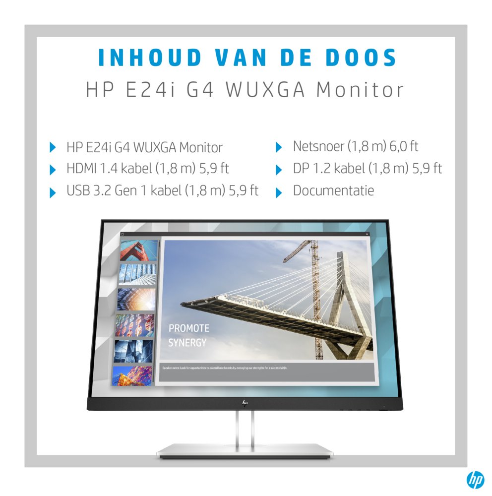 HP E-Series E24i G4 24inch Full-H WUXGA Zwart, Zilver 8
