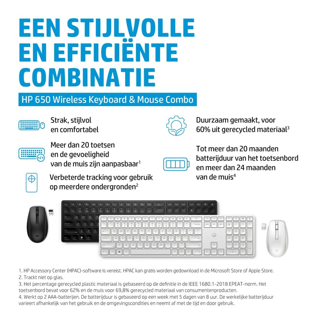 HP 650 draadloze toetsenbord- en muiscombinatie (Qwerty EU) 5