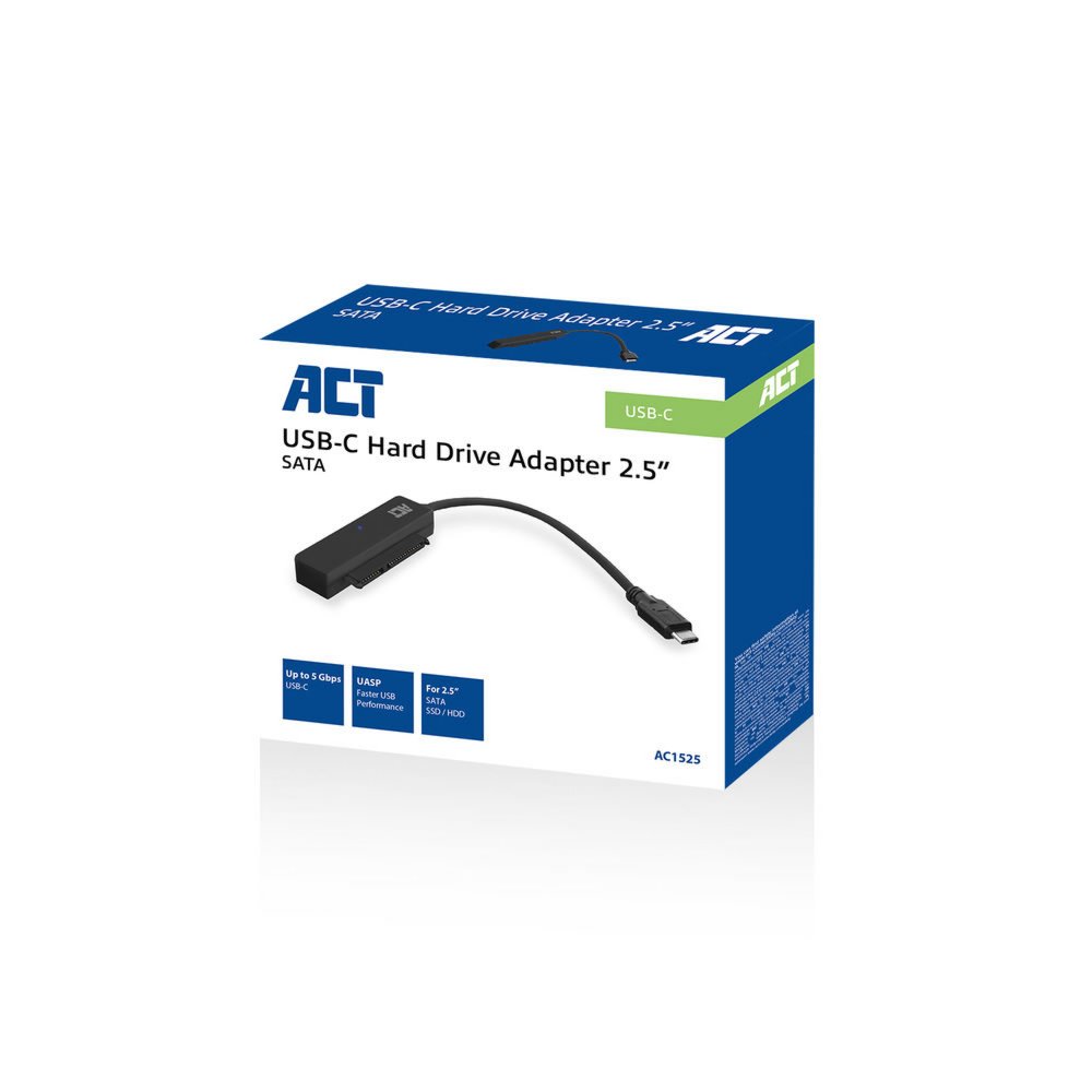 ACT AC1525 tussenstuk voor kabels USB Type-C SATA 7-pin + 15 2