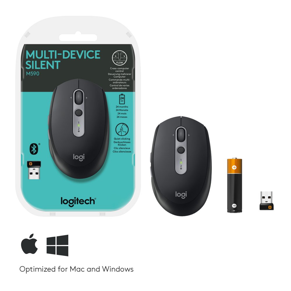Logitech Ret. Wireless Mouse m590 Black Silent 8