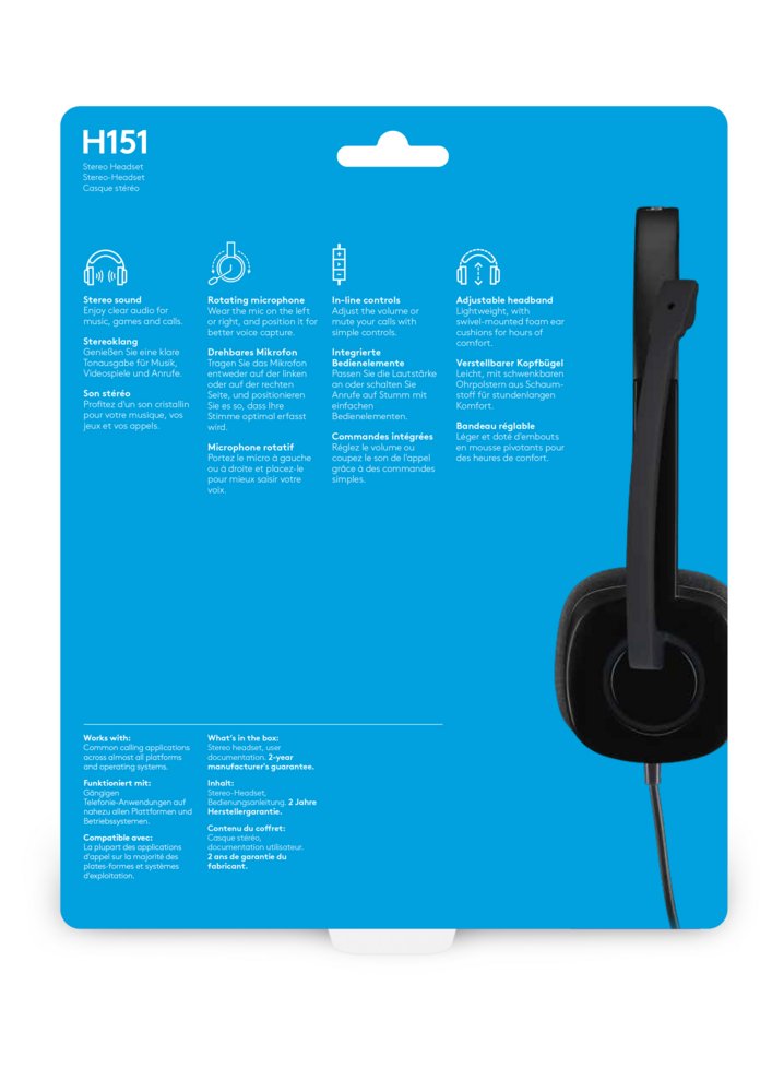 Logitech H151 Headset Zwart 2