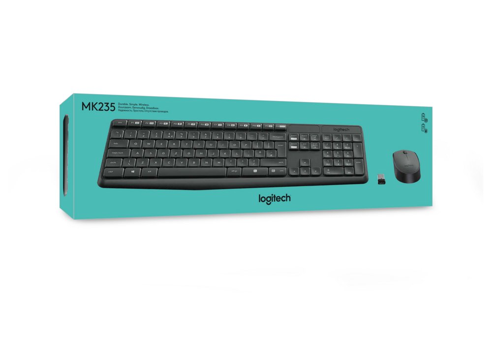 KYB Logitech Ret. Wireless Desktopset Keyboard + Mouse MK235 12