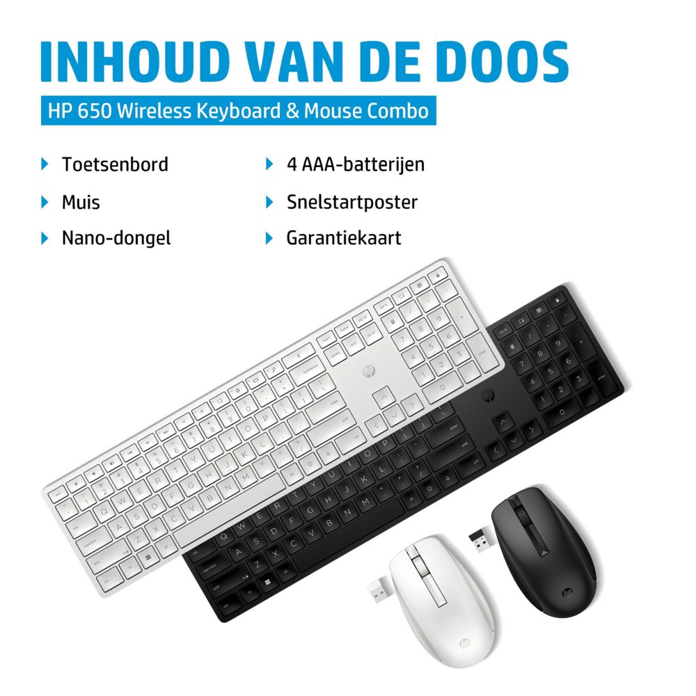 HP 650 draadloze toetsenbord- en muiscombinatie (Qwerty EU) 6