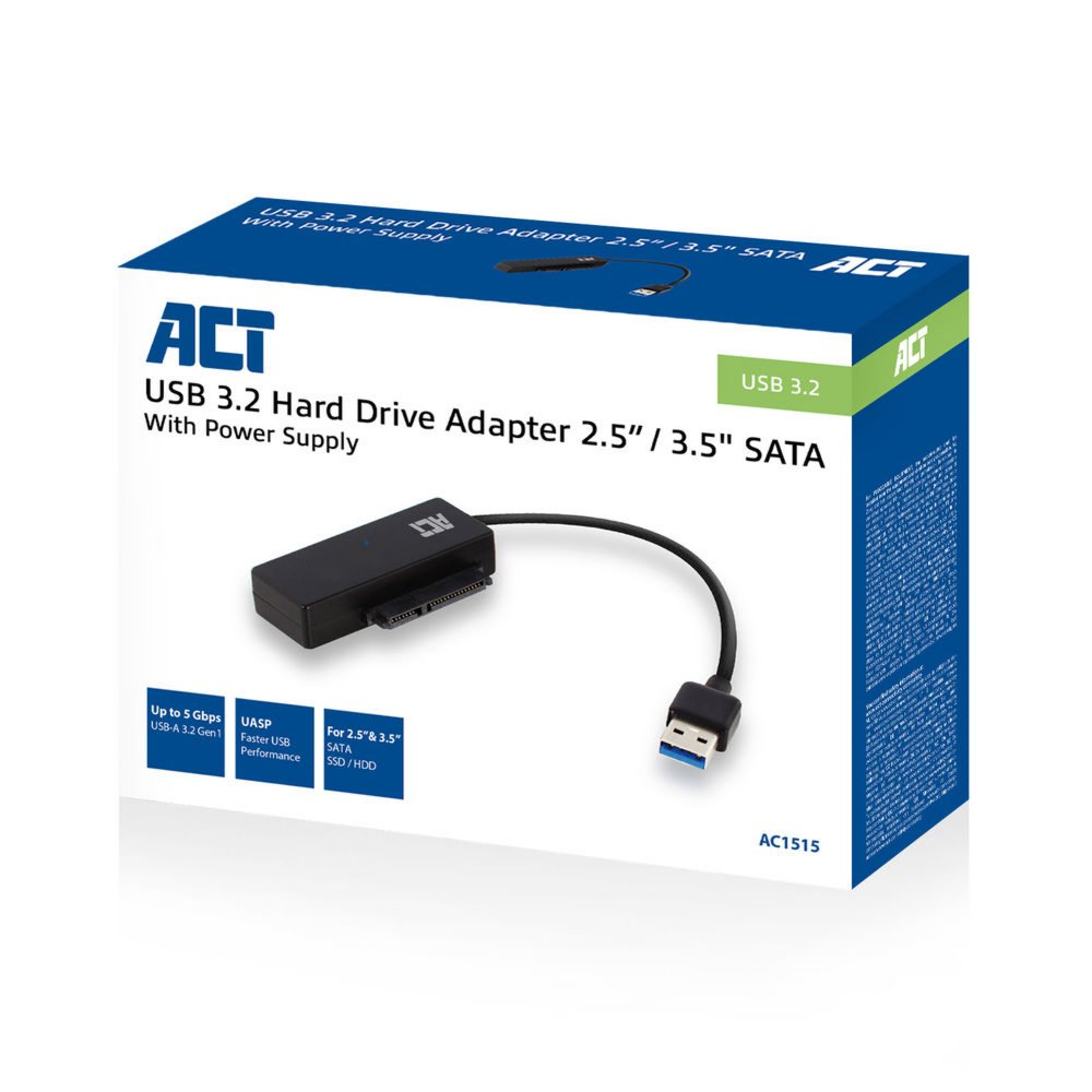 ACT 2,5 inch en 3,5 inch SATA HDD SSD naar USB 3.2 Gen1 adap 3