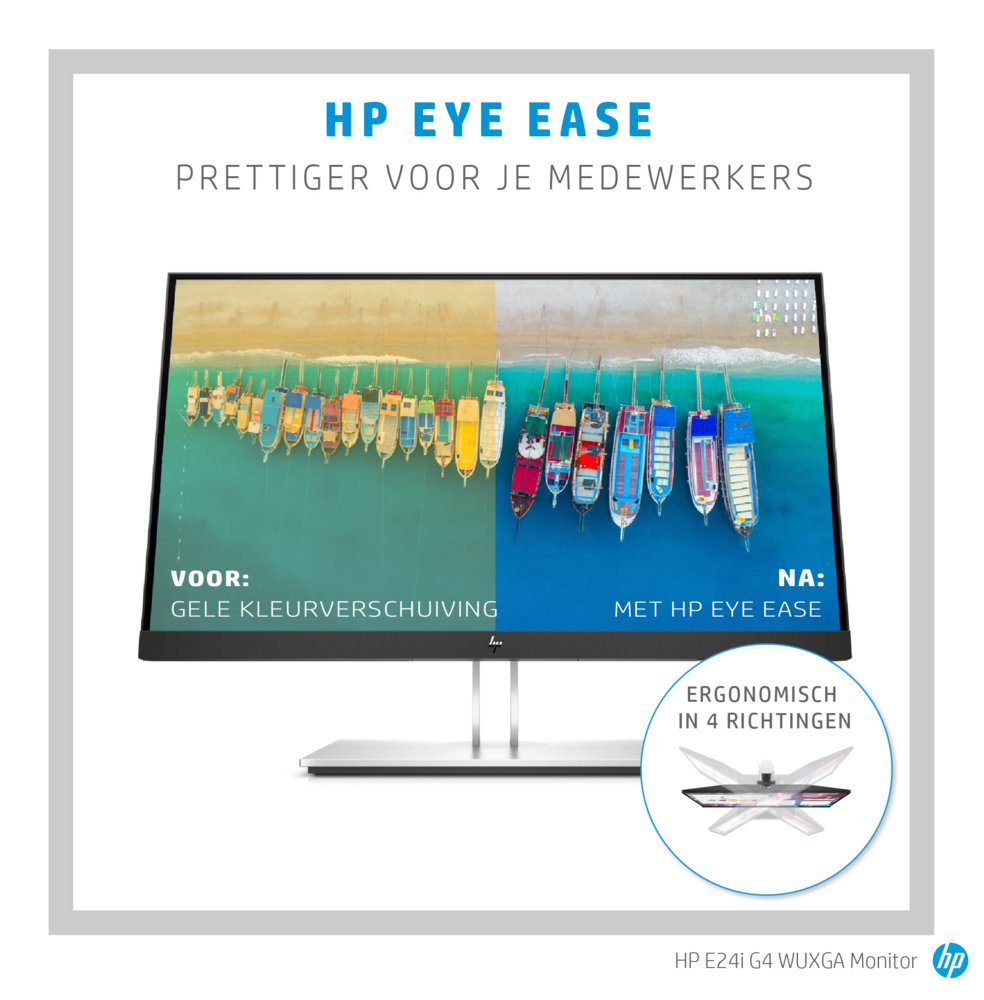 HP E-Series E24i G4 24inch Full-H WUXGA Zwart, Zilver 6