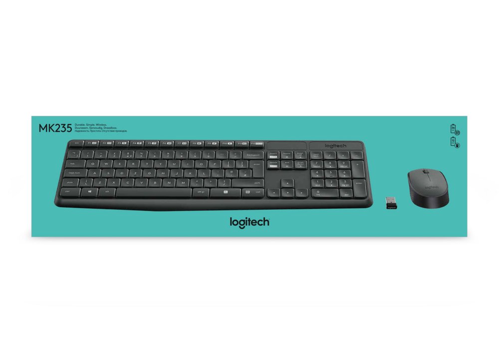 KYB Logitech Ret. Wireless Desktopset Keyboard + Mouse MK235 11
