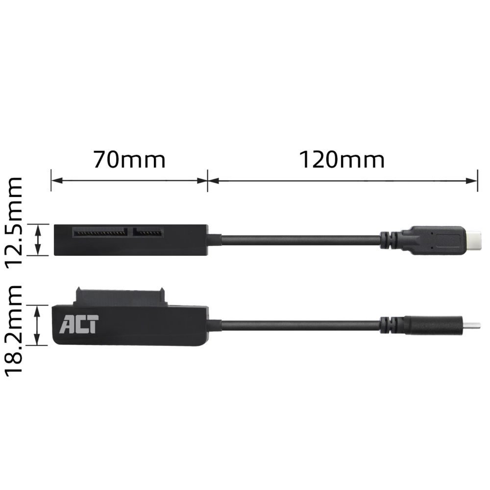 ACT AC1525 tussenstuk voor kabels USB Type-C SATA 7-pin + 15 3