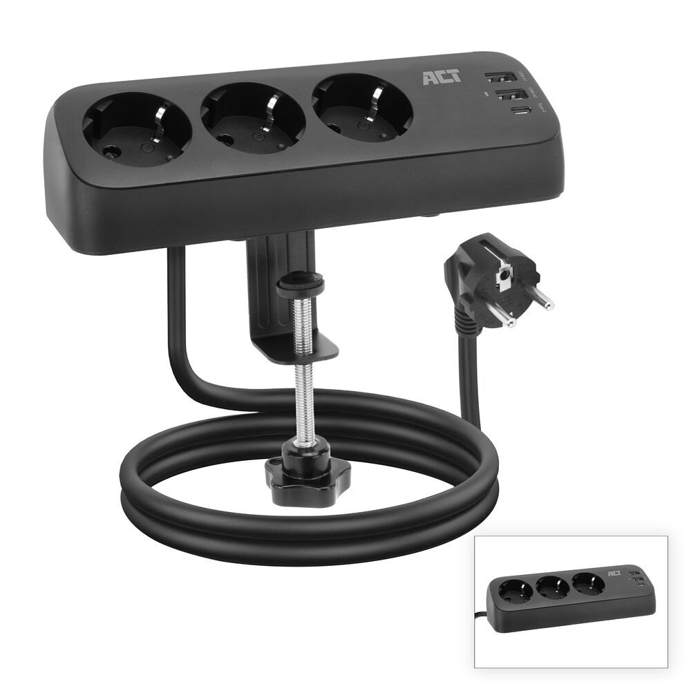 ACT Stekkerdoos met 3 type-F stopcontacten, 30W Power Delive