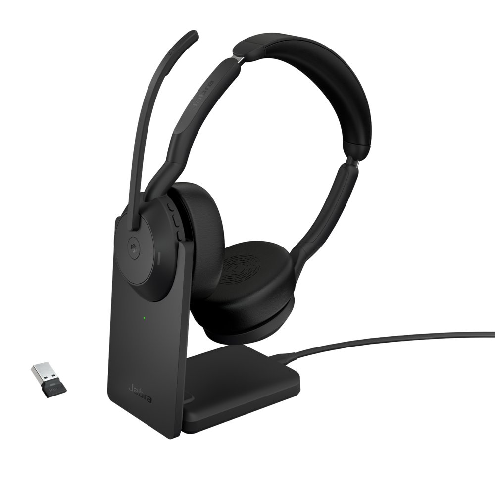 Jabra Evolve2 55 MS Stereo headset & Charging on-ear zwart